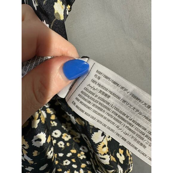 Abercrombie Fitch Top Womens XS Black Floral Cami Lace Yellow Cottage Boho Y2K - Picture 6 of 9